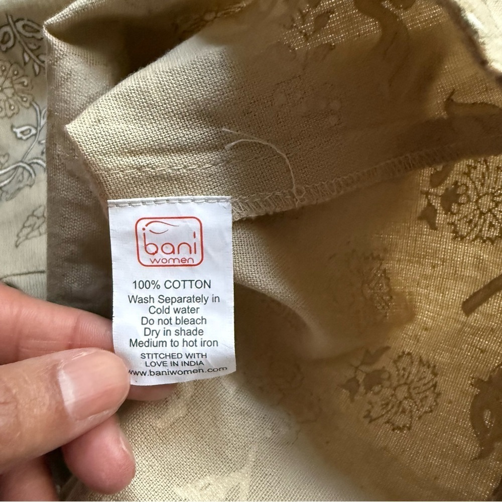 Bani Women Floral Shirt Dress Midi Cotton Tie Waist Beige M - Picture 8 of 10